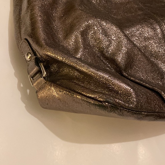 Coach "Brooke" Pewter Metallic Hobo Shoulder Large Leather Handbag #D1182-F16618 - Picture 2 of 8